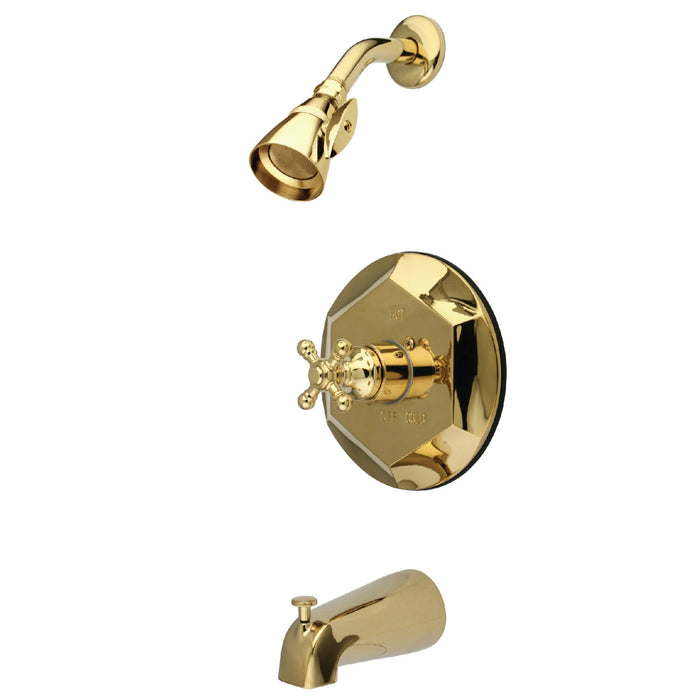 Kingston Tulare KB4632BX - English Vintage Single-Handle Pressure Balanced Tub and Shower Faucet, Polished Brass