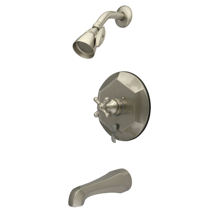 Kingston Tulare KB46380BX - English Vintage Single-Handle Pressure Balanced Tub and Shower Faucet, Brushed Nickel