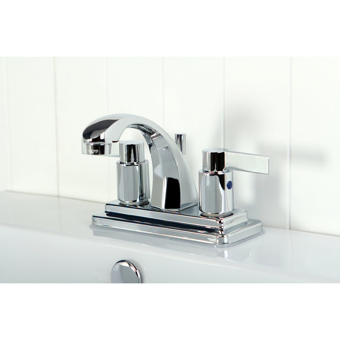 NuvoFusion KB4641NDL Two-Handle 3-Hole Deck Mount 4" Centerset Bathroom Faucet with Plastic Pop-Up, Polished Chrome