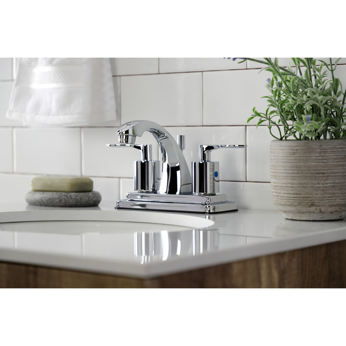 Kingston Tulare KB4641SVL - Serena Double-Handle 3-Hole Deck Mount 4-Inch Centerset Bathroom Faucet with Pop-Up Drain, Polished Chrome