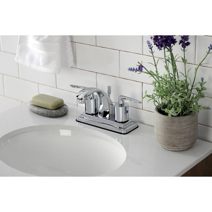 Kingston Tulare KB4641SVL - Serena Double-Handle 3-Hole Deck Mount 4-Inch Centerset Bathroom Faucet with Pop-Up Drain, Polished Chrome