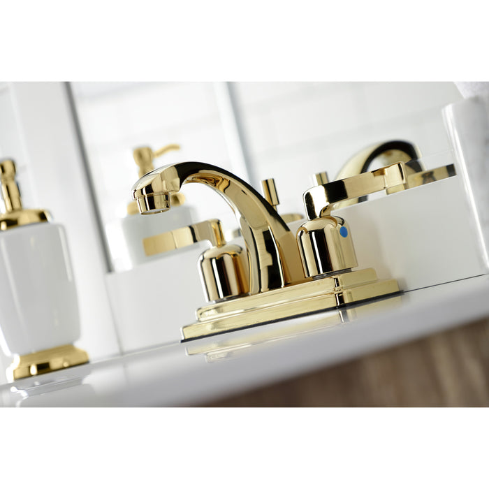 Kingston Tulare KB4642EFL - Centurion Double-Handle 3-Hole Deck Mount 4-Inch Centerset Bathroom Faucet with Pop-Up Drain, Polished Brass