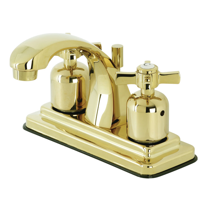 Kingston Tulare KB4642ZX - Millennium Double-Handle 3-Hole Deck Mount 4-Inch Centerset Bathroom Faucet with Pop-Up Drain, Polished Brass