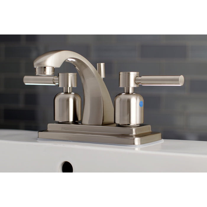 Kingston Tulare KB4648DL - Concord Double-Handle 3-Hole Deck Mount 4-Inch Centerset Bathroom Faucet with Pop-Up Drain, Brushed Nickel