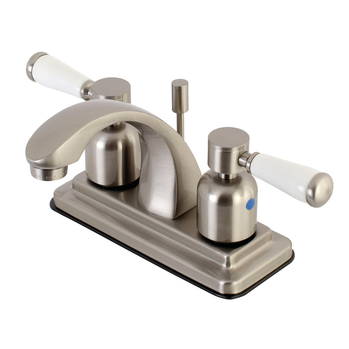 Kingston Tulare KB4648DPL - Paris Double-Handle 3-Hole Deck Mount 4-Inch Centerset Bathroom Faucet with Pop-Up Drain, Brushed Nickel