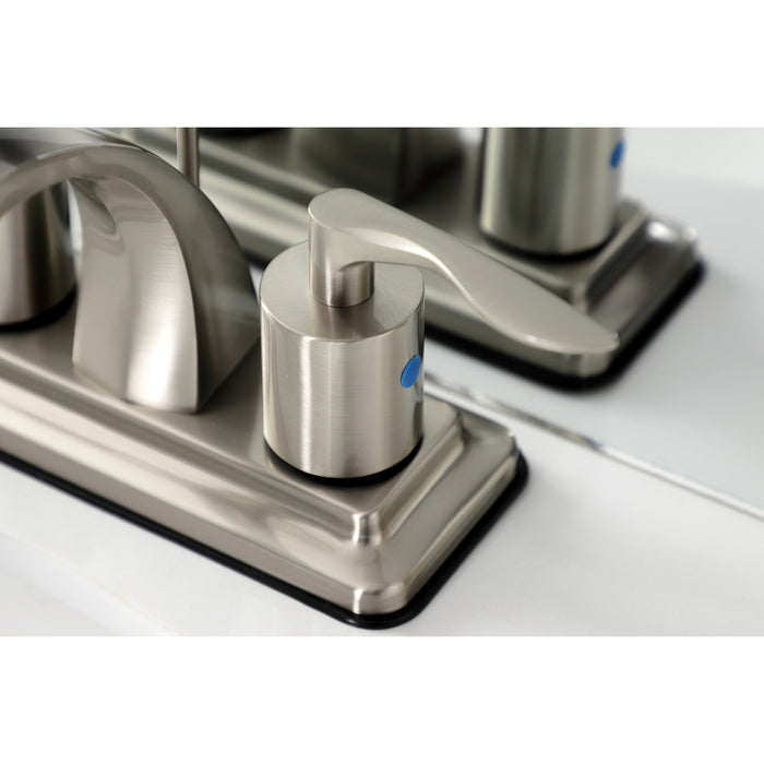 Kingston Tulare KB4648SVL - Serena Double-Handle 3-Hole Deck Mount 4-Inch Centerset Bathroom Faucet with Pop-Up Drain, Brushed Nickel
