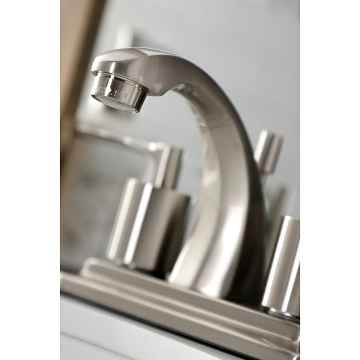Kingston Tulare KB4648SVL - Serena Double-Handle 3-Hole Deck Mount 4-Inch Centerset Bathroom Faucet with Pop-Up Drain, Brushed Nickel