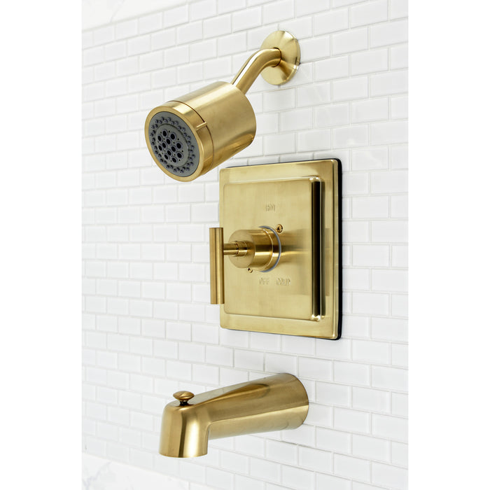 Kingston Sona KB4657CML - Manhattan Single-Handle Pressure Balanced Tub and Shower Faucet, Brushed Brass