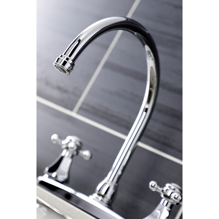 Kingston Heirloom KB4721BXSP - Metropolitan Two-Handle 4-Hole 8" Centerset Kitchen Faucet with Side Sprayer, Polished Chrome