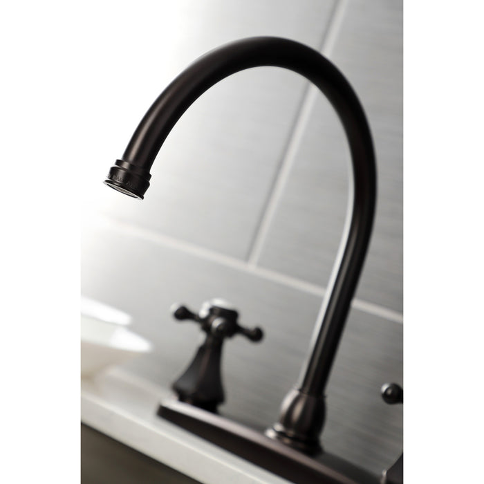 Kingston Heirloom KB4725BXSP - Metropolitan Two-Handle 4-Hole 8" Centerset Kitchen Faucet with Side Sprayer, Oil Rubbed Bronze