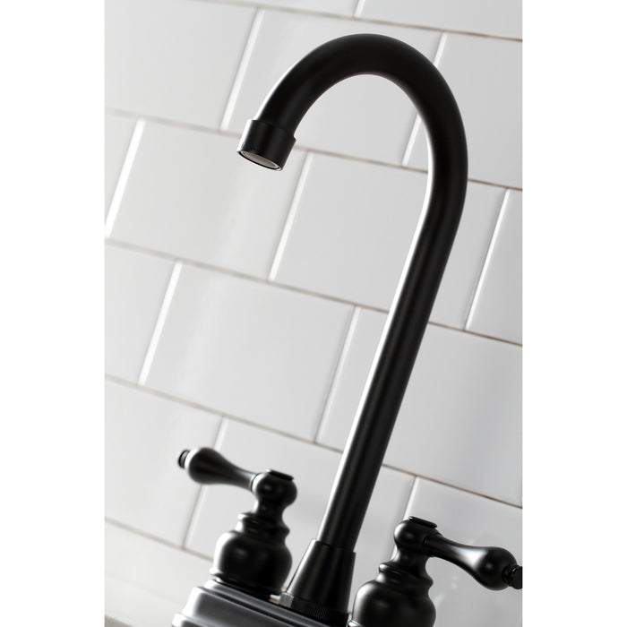 Kingston Tulare KB490AL - Victorian Two-Handle 2-Hole Deck Mount Bar Faucet, Matte Black