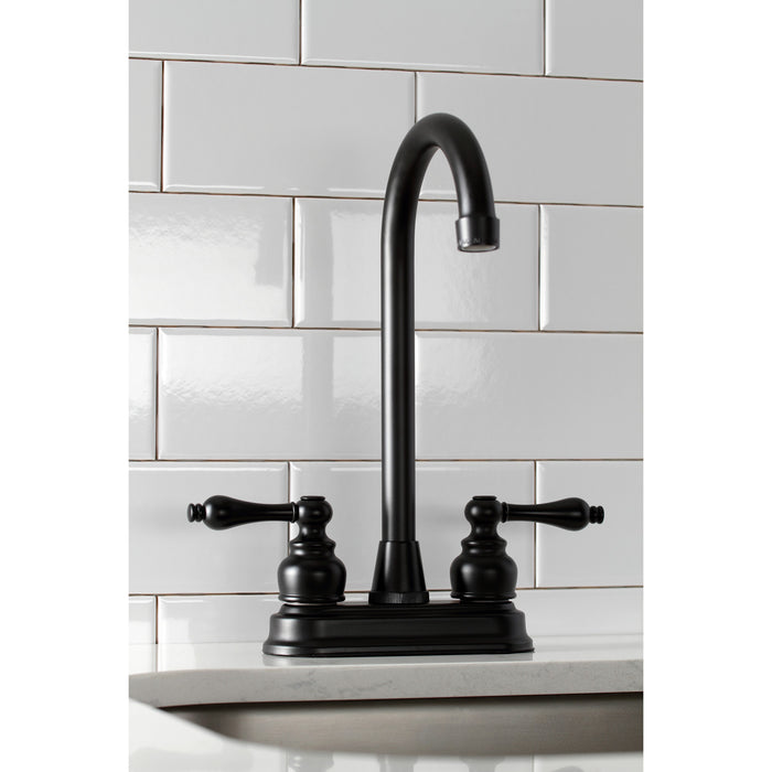 Kingston Tulare KB490AL - Victorian Two-Handle 2-Hole Deck Mount Bar Faucet, Matte Black