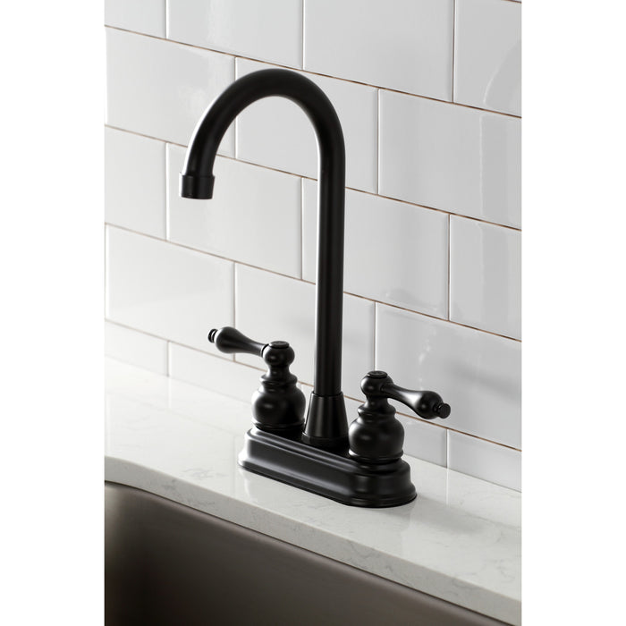 Kingston Tulare KB490AL - Victorian Two-Handle 2-Hole Deck Mount Bar Faucet, Matte Black