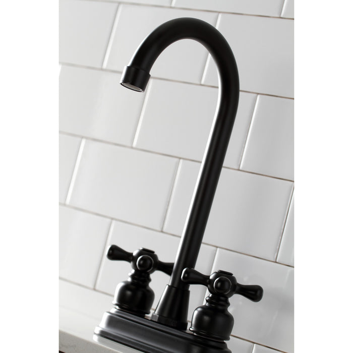 Kingston Tulare KB490AX - Victorian Two-Handle 2-Hole Deck Mount Bar Faucet, Matte Black