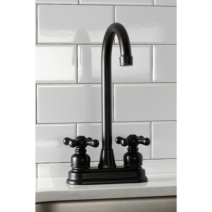 Kingston Tulare KB490AX - Victorian Two-Handle 2-Hole Deck Mount Bar Faucet, Matte Black