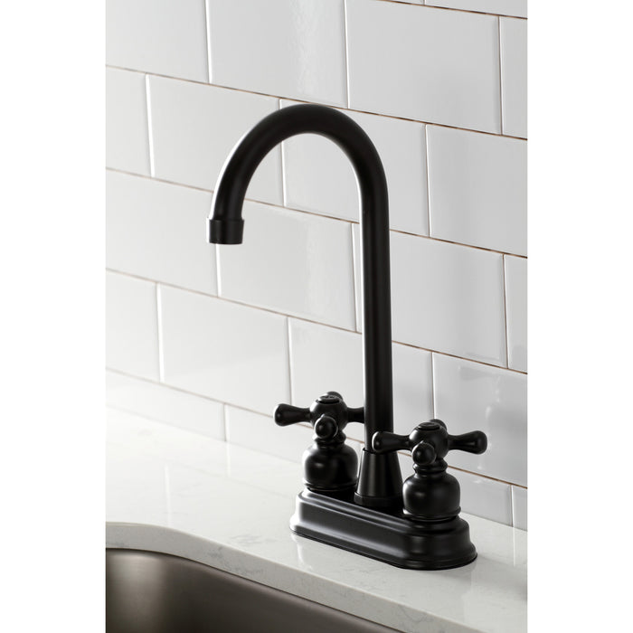 Kingston Tulare KB490AX - Victorian Two-Handle 2-Hole Deck Mount Bar Faucet, Matte Black
