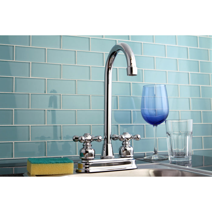 Kingston Tulare KB491AX - Victorian Two-Handle 2-Hole Deck Mount Bar Faucet, Polished Chrome