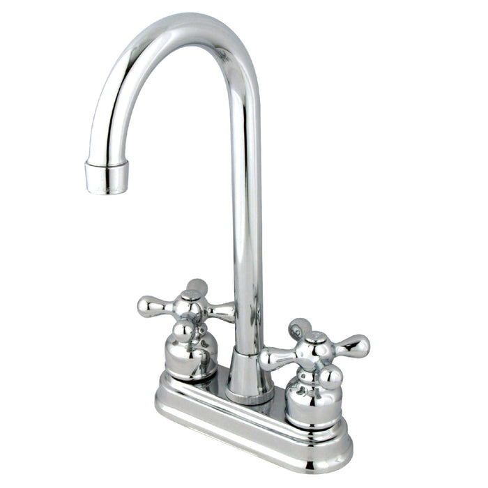 Kingston Tulare KB491AX - Victorian Two-Handle 2-Hole Deck Mount Bar Faucet, Polished Chrome