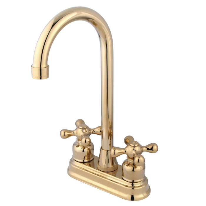 Kingston Tulare KB492AX - Victorian Two-Handle 2-Hole Deck Mount Bar Faucet, Polished Brass