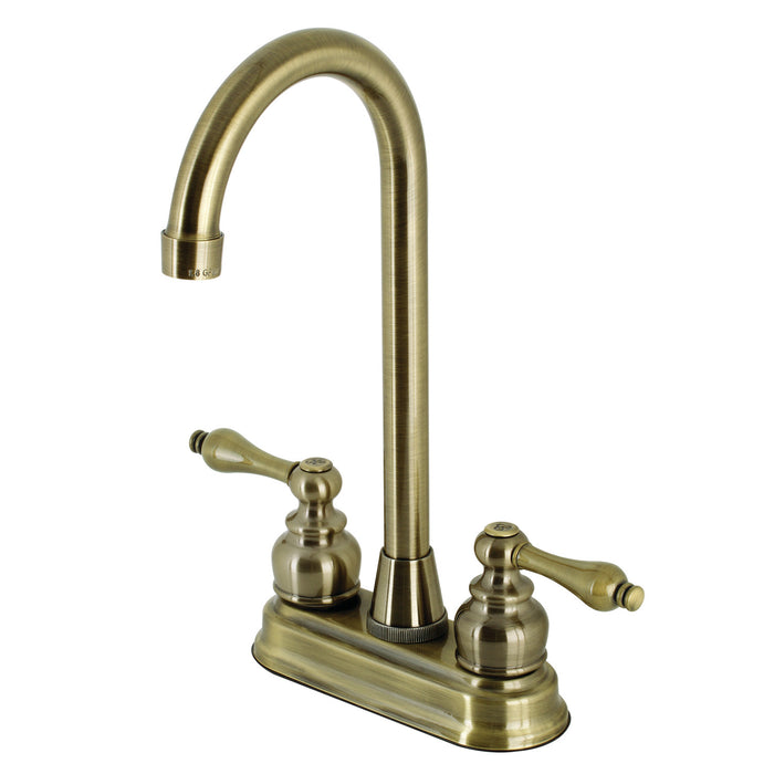 Kingston Tulare KB493AL - Victorian Two-Handle 2-Hole Deck Mount Bar Faucet, Antique Brass