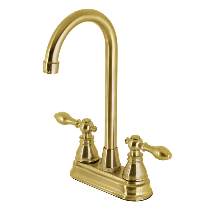 Kingston Tulare KB497ACLSB - American Classic Two-Handle 2-Hole Deck Mount Bar Faucet, Brushed Brass
