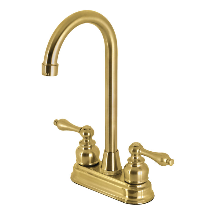 Kingston Tulare KB497ALSB - Victorian Two-Handle 2-Hole Deck Mount Bar Faucet, Brushed Brass