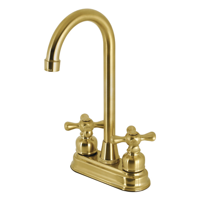 Kingston Tulare KB497AXSB - Victorian Two-Handle 2-Hole Deck Mount Bar Faucet, Brushed Brass