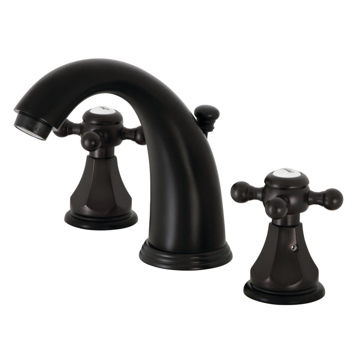 Kingston Tulare KB4980BX - Metropolitan Two-Handle 3-Hole Deck Mount Widespread Bathroom Faucet with Pop-Up Drain, Matte Black