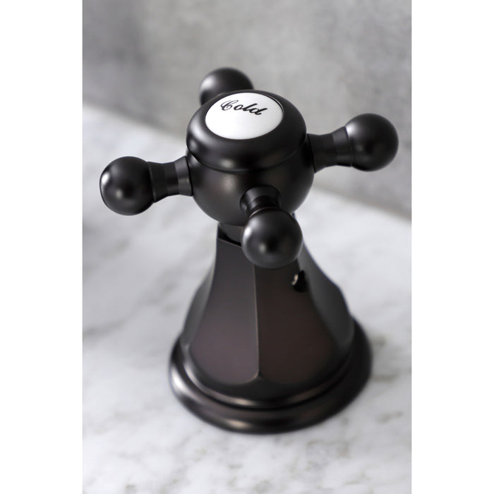 Kingston Tulare KB4985BX - Metropolitan Two-Handle 3-Hole Deck Mount Widespread Bathroom Faucet with Pop-Up Drain, Oil Rubbed Bronze