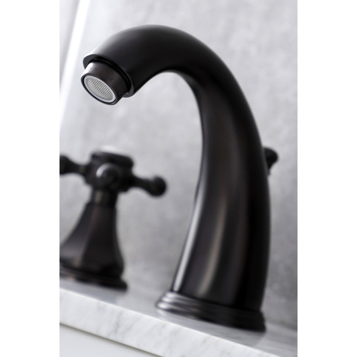 Kingston Tulare KB4985BX - Metropolitan Two-Handle 3-Hole Deck Mount Widespread Bathroom Faucet with Pop-Up Drain, Oil Rubbed Bronze