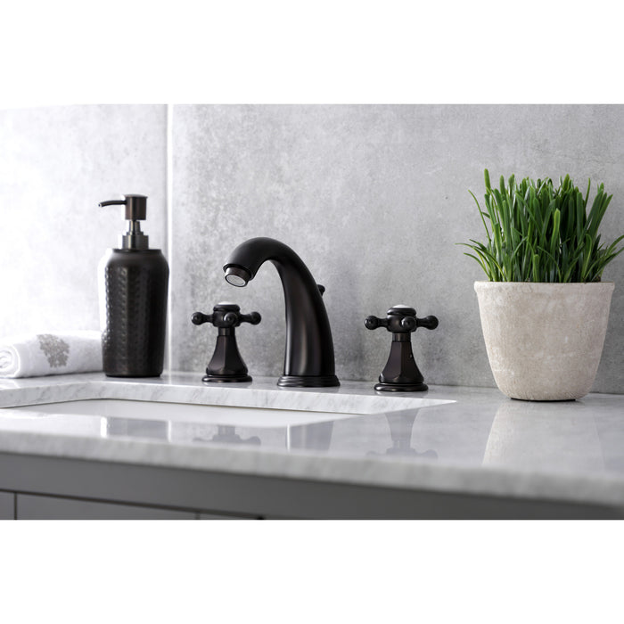 Kingston Tulare KB4985BX - Metropolitan Two-Handle 3-Hole Deck Mount Widespread Bathroom Faucet with Pop-Up Drain, Oil Rubbed Bronze