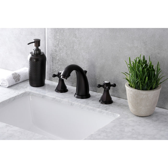 Kingston Tulare KB4985BX - Metropolitan Two-Handle 3-Hole Deck Mount Widespread Bathroom Faucet with Pop-Up Drain, Oil Rubbed Bronze