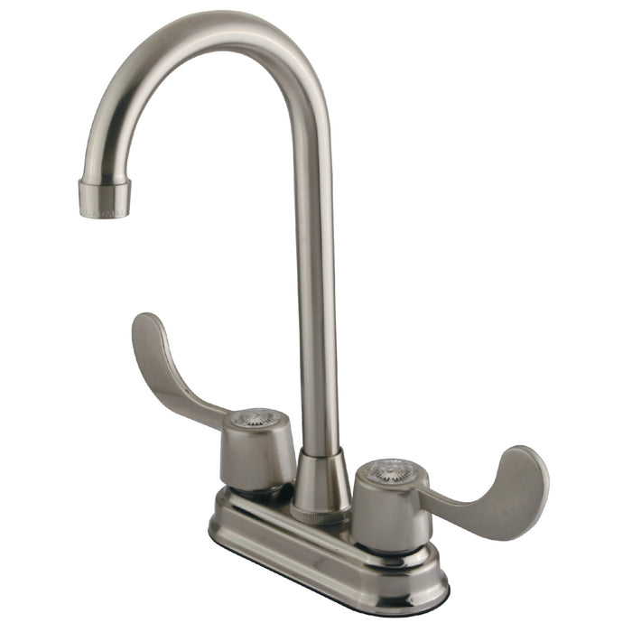 Kingston Tulare KB498ADA - Vista Two-Handle 2-Hole Deck Mount Bar Faucet, Brushed Nickel