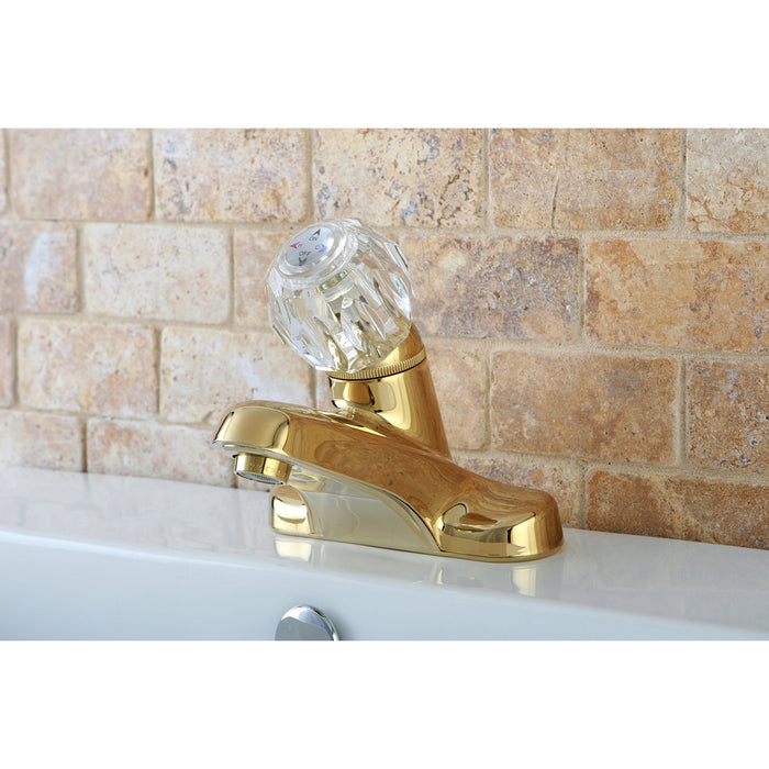 Kingston Tulare KB522LP - Americana Single-Handle 3-Hole Deck Mount 4-Inch Centerset Bathroom Faucet, Polished Brass