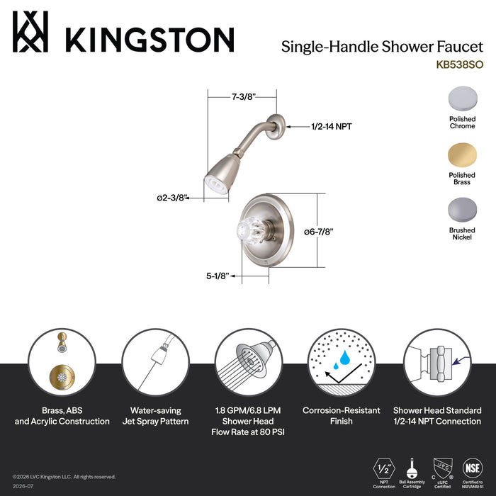 Kingston Tulare KB531SO Single-Handle Shower Faucet, Polished Chrome