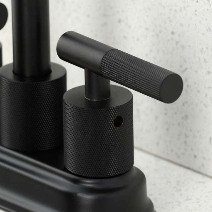 Kingston Tulare KB5490KNL - Convergent Two-Handle 2-Hole Deck Mount Bar Faucet with Knurled Handle, Matte Black