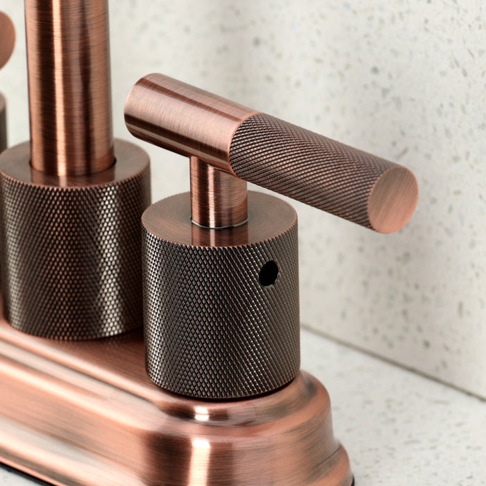 Kingston Tulare KB549KNLAC - Convergent Two-Handle 2-Hole Deck Mount Bar Faucet with Knurled Handle, Antique Copper