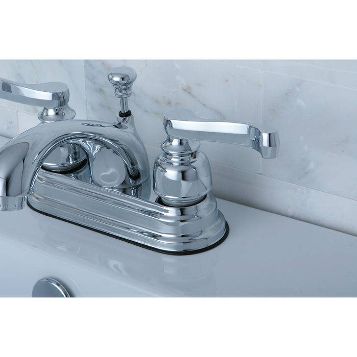 Royale KB5601FL Two-Handle 3-Hole Deck Mount 4" Centerset Bathroom Faucet with Plastic Pop-Up, Polished Chrome