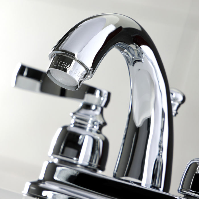 Kingston Tulare KB5611FL - Royale Double-Handle 3-Hole Deck Mount 4-Inch Centerset Bathroom Faucet with Pop-Up Drain, Polished Chrome