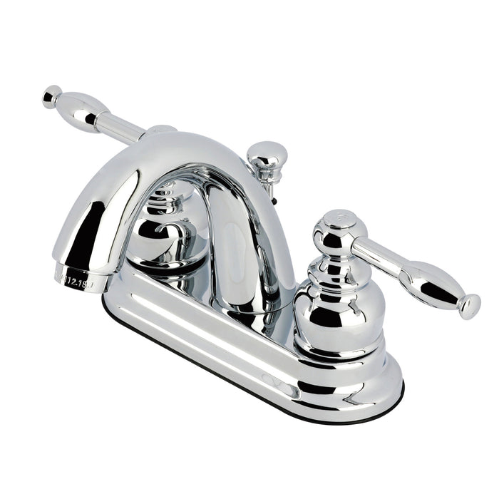 Knight KB5611KL Two-Handle 3-Hole Deck Mount 4" Centerset Bathroom Faucet with Plastic Pop-Up, Polished Chrome