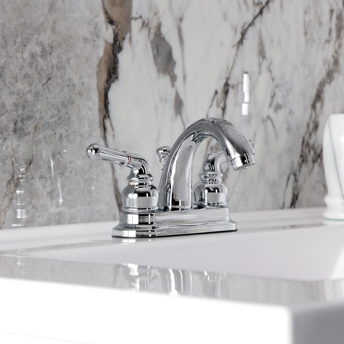 Kingston Tulare KB5611NML - Naples Double-Handle 3-Hole Deck Mount 4-Inch Centerset Bathroom Faucet with Pop-Up Drain, Polished Chrome