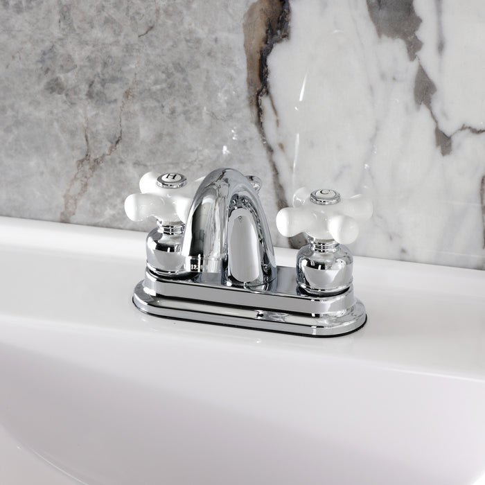 Kingston Heirloom KB5611PX - Restoration Double-Handle 3-Hole Deck Mount 4-Inch Centerset Bathroom Faucet with Pop-Up Drain, Polished Chrome