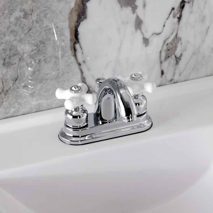 Kingston Heirloom KB5611PX - Restoration Double-Handle 3-Hole Deck Mount 4-Inch Centerset Bathroom Faucet with Pop-Up Drain, Polished Chrome