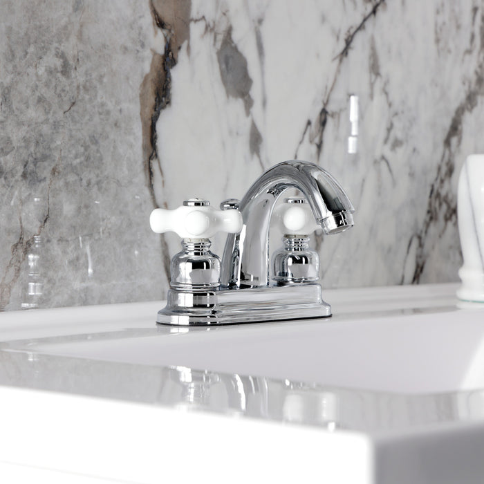 Kingston Heirloom KB5611PX - Restoration Double-Handle 3-Hole Deck Mount 4-Inch Centerset Bathroom Faucet with Pop-Up Drain, Polished Chrome