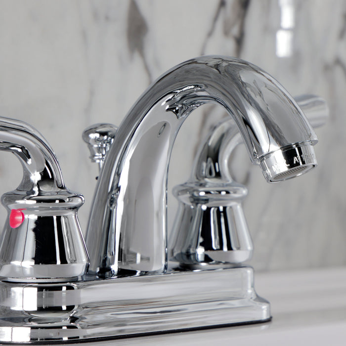 Kingston Tulare KB5611RXL - Restoration Double-Handle 3-Hole Deck Mount 4-Inch Centerset Bathroom Faucet with Pop-Up Drain, Polished Chrome