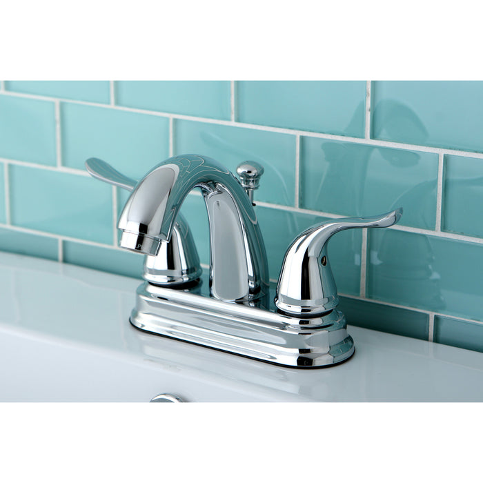 Yosemite KB5611YL Two-Handle 3-Hole Deck Mount 4" Centerset Bathroom Faucet with Plastic Pop-Up, Polished Chrome