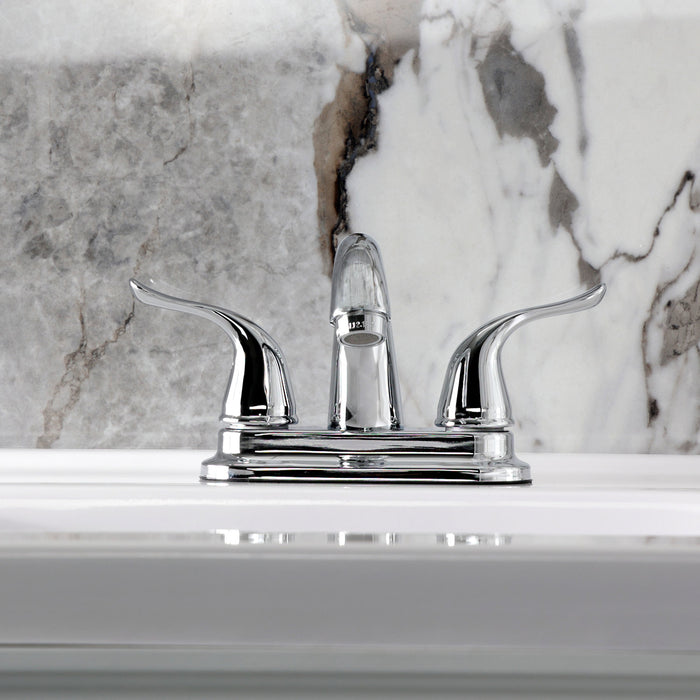 Kingston Tulare KB5611YL - Yosemite Double-Handle 3-Hole Deck Mount 4-Inch Centerset Bathroom Faucet with Pop-Up Drain, Polished Chrome