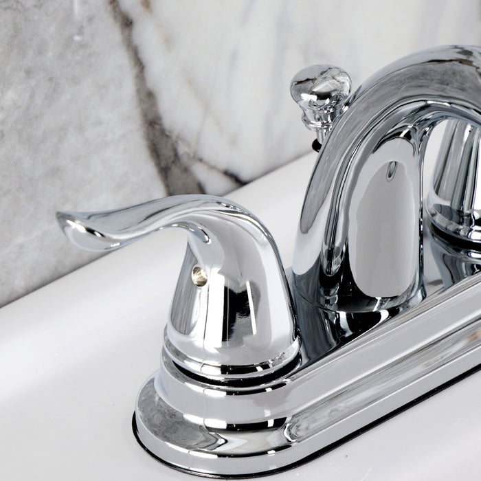Kingston Tulare KB5611YL - Yosemite Double-Handle 3-Hole Deck Mount 4-Inch Centerset Bathroom Faucet with Pop-Up Drain, Polished Chrome