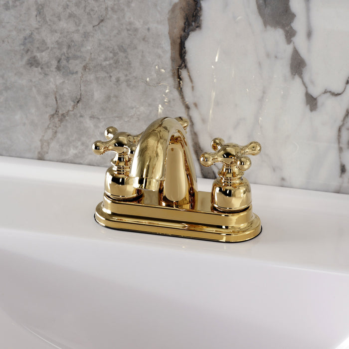 Kingston Restoration KB5612AX Double-Handle 3-Hole Deck Mount 4-Inch Centerset Bathroom Faucet with Pop-Up Drain, Polished Brass