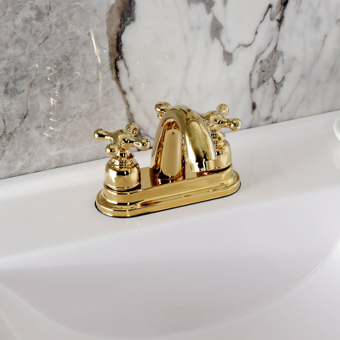 Kingston Restoration KB5612AX Double-Handle 3-Hole Deck Mount 4-Inch Centerset Bathroom Faucet with Pop-Up Drain, Polished Brass
